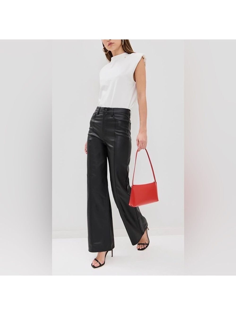 Marc New York Andrew Marc Black Faux Leather Pants Size 12